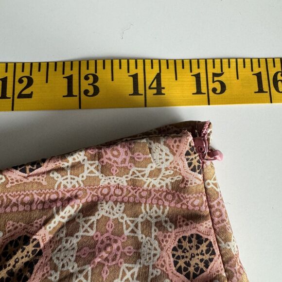 Tapemeasure Silk Pleated Skirt Size 4 Brown High Waisted A-Line Geometric Preppy - Picture 9 of 11